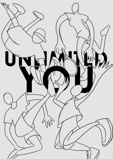 Dibujo estilizado de personas en movimiento con el texto "UNLIMITED YOU" en el centro.