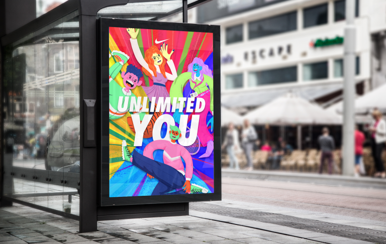 Campaña publicitaria donde la idea de un Unlimited You muestra  que el crecimiento no tiene límites. Diseño grafico, ilustración