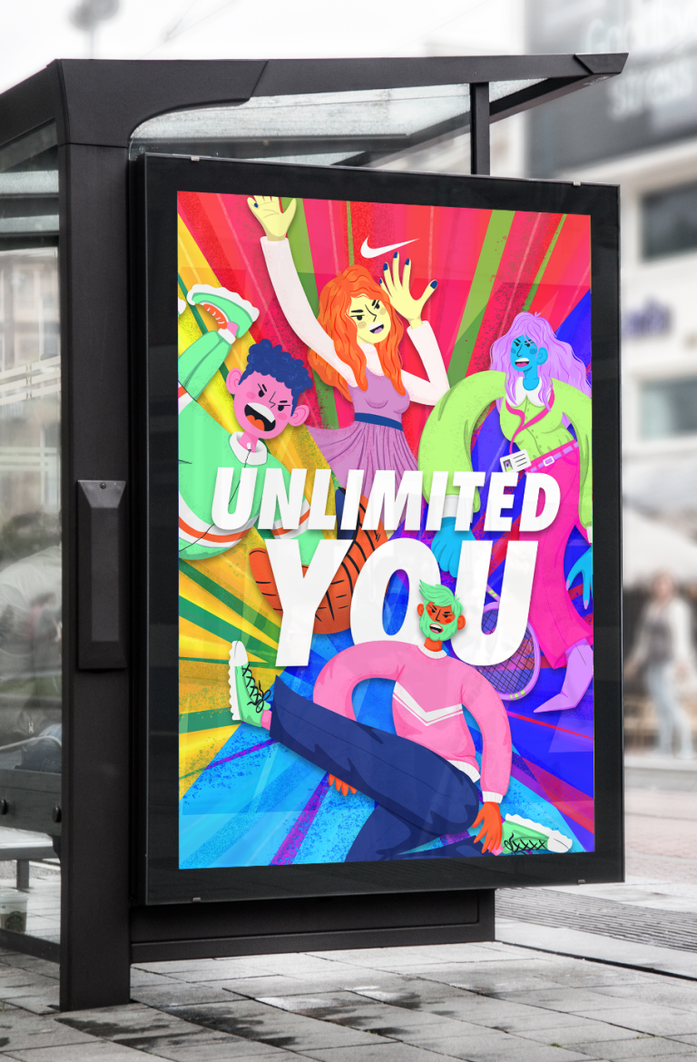 Campaña publicitaria donde la idea de un Unlimited You muestra  que el crecimiento no tiene límites. Diseño grafico, ilustración