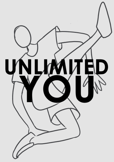 Ilustración de una persona en movimiento con el texto "UNLIMITED YOU" en grande.