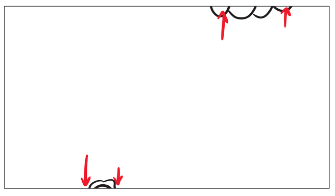 Dibujo esquemático con flechas rojas indicando direcciones en un fondo blanco.