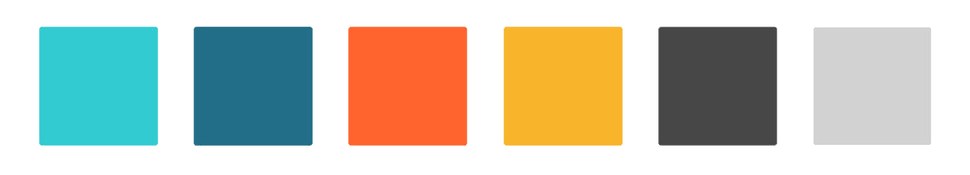 Seis bloques de color: azul claro, azul oscuro, naranja, amarillo, gris oscuro y gris claro.